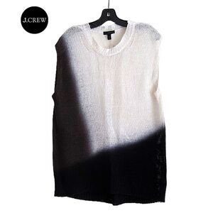 J Crew NEW 60's LINEN Colorblock Oversized Open Knit Top M